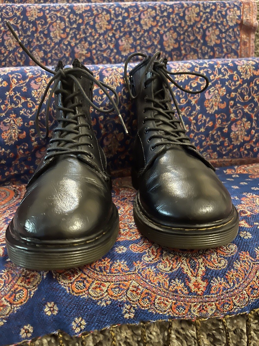 DOC MARTENS Black Side Zip Leather Boots Mens Sz4 Women's Sz6