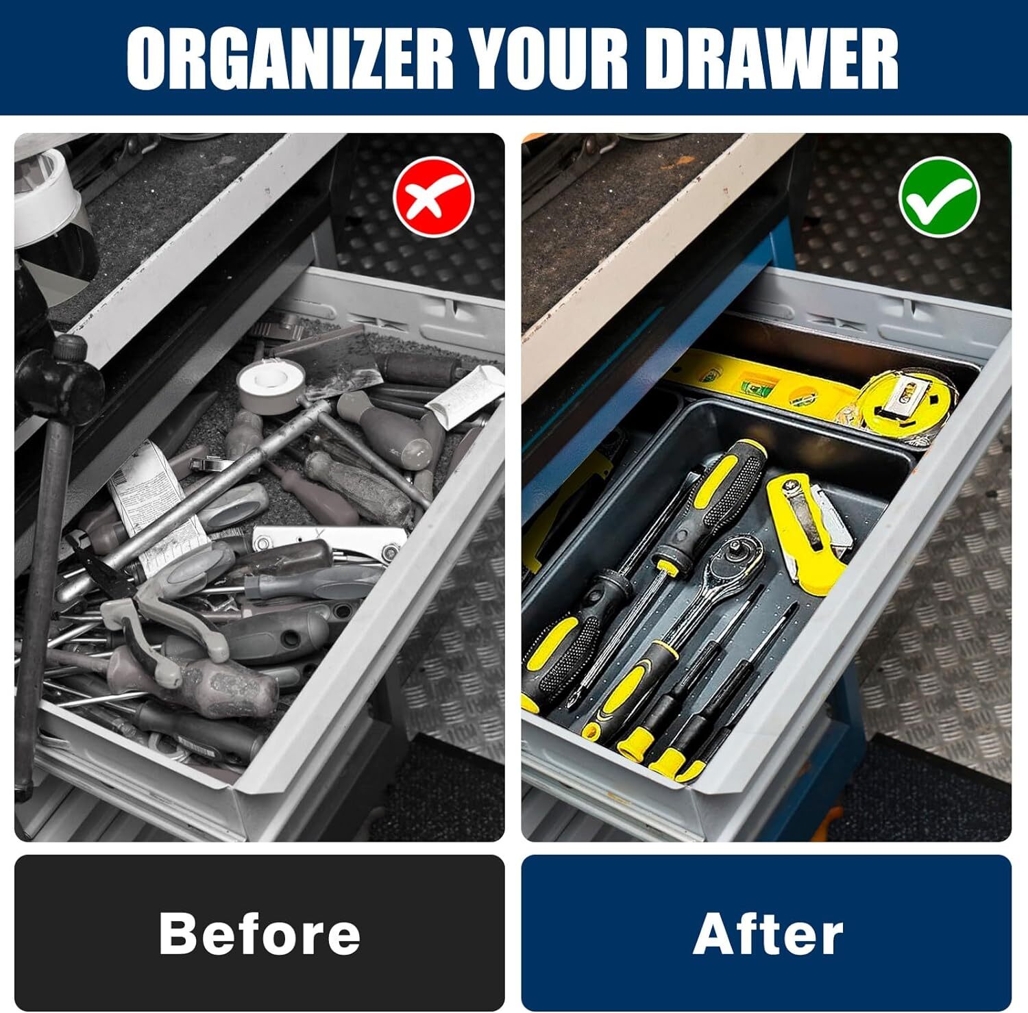 TaoTazon 48PCS Tool Box Organizer Tray Divider, Toolbox Desk Drawer 48