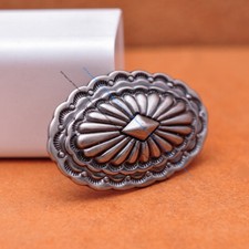 6X Antique Silver Western Diamond Flower DIY Leathercraft Belt Oval Concho Decor