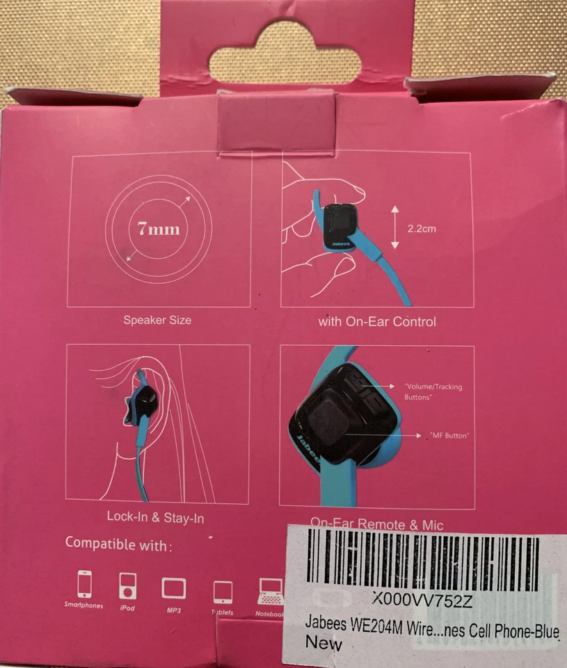 Fones de ouvido Jabees WE204M com fio com microfone e controle remoto de volume supra-auricular transparente B - Imagem 2 de 2