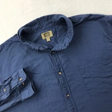 The Foundry Button Down Shirt Mens 4XLT XXXXL Tall Blue Cotton Comfort Stretch