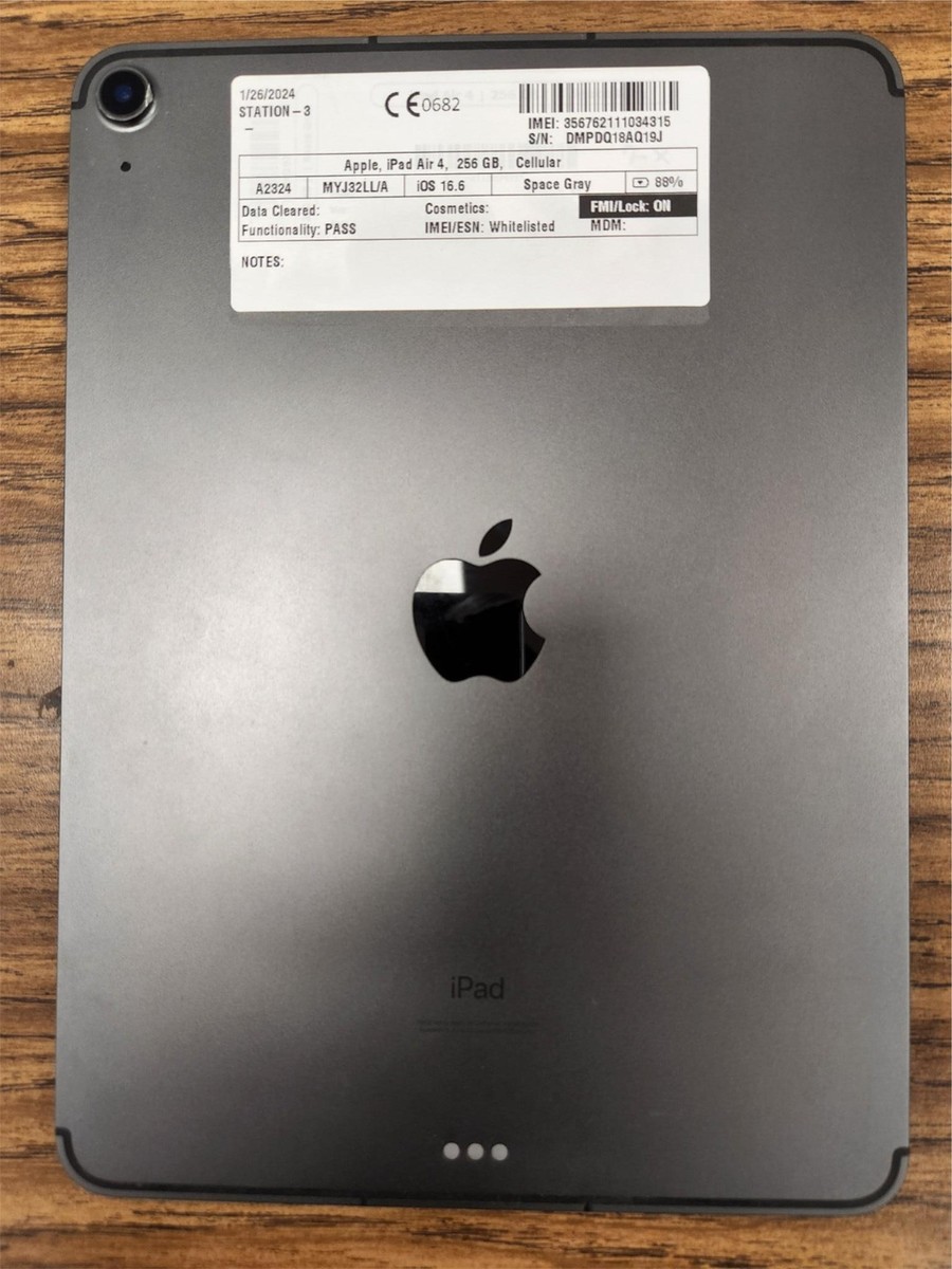 As Is Apple iPad Air 4th Gen 10.9'' 256GB A2324 Wi-Fi+Data Space
