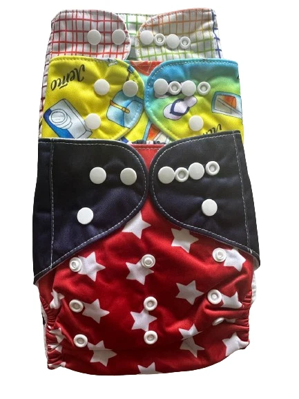 Washable Reusable Cloth baby diapers  (pk6 includes inserts) Adjustable Nappies - Image 2 of 4