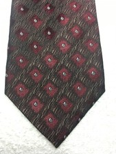 GEOFFREY BEENE MENS TIE 4 X 61 BROWN WITH BURGUNDY AND WHITE