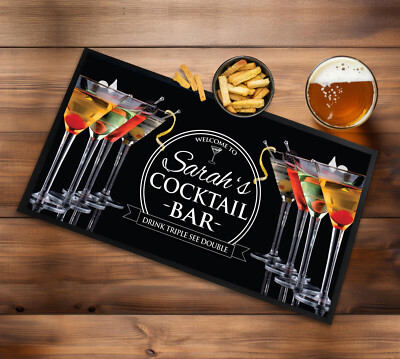 Personalised Bar runner mat - with any name cocktail Home Bar Runner Mat