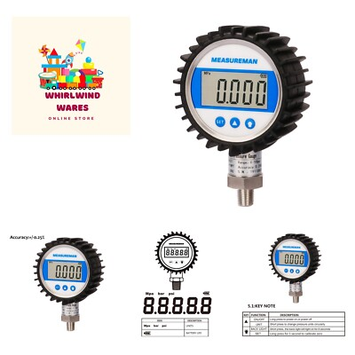 #ad 3 1 8quot; Dial Size Digital Pressure Gauge 0 10000psi bar Mpa 1 4quot; NPT Lower ... $83.99