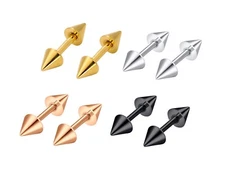 Double Spike Stud Earrings in Stainless Steel 16g