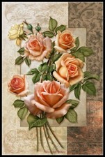 Roses 6 - Chart Counted Cross Stitch Patterns Needlework DIY DMC Color 14 ct