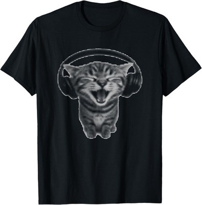 Cute Headphones Cat Funny y2k Grunge Silly Graphic T-Shirt unisex T-Shirt