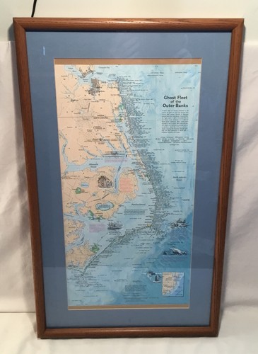 Vintage Map-Ghost Fleet Of The Outer Banks-1970 National Geographic 25” X 15”