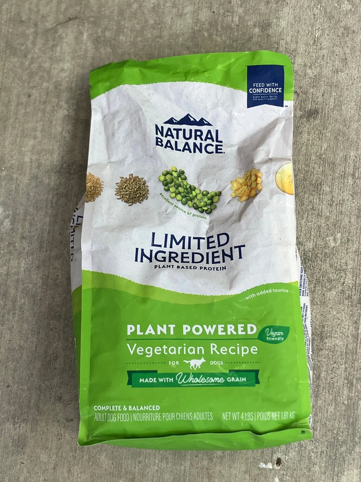 Natural Balance Vegetarian Dry Dog Food 4 Pound Plant Based Protein Formula