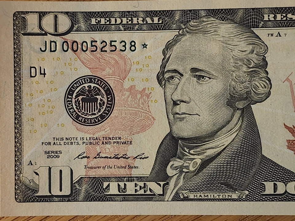 2009 $10 "STAR NOTE" UNC/GEM CLEVLAND DISTRICT JD00052538* 3 OF 3 CONS SER NUM - Image 3 of 4