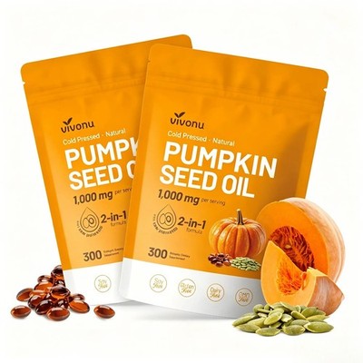 2-PCS Natural Pumpkin Seed & Saw Palmetto 1000mg Plant Esters Softgels
