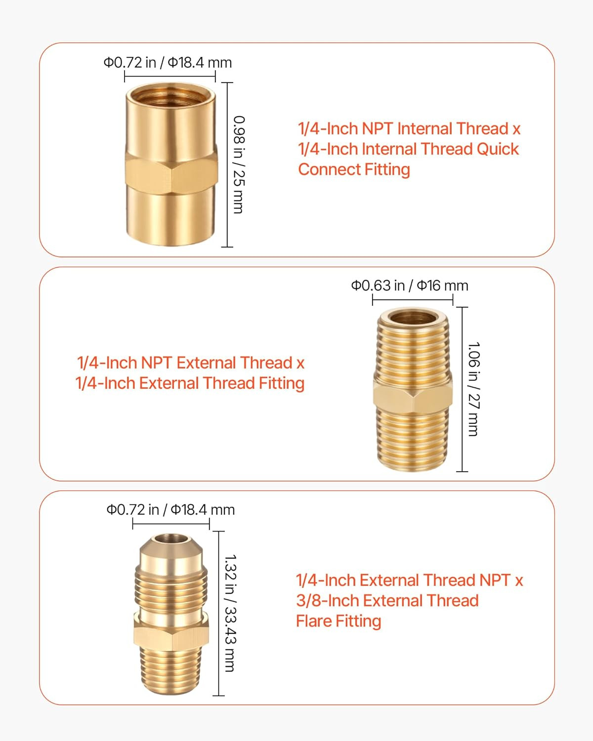 RV Propane Quick Connect Fitting Adapter Valve, 7 Pieces, 1/4-Inch Male NPT Full