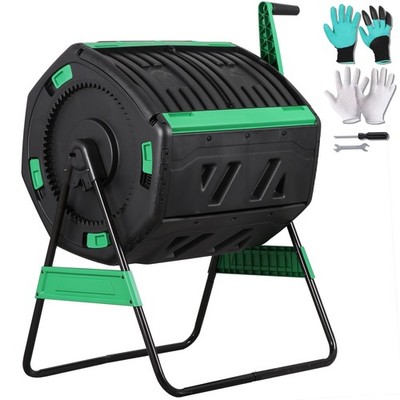Outdoor Compost Tumbler Dual Rotating 53-Gallon Tumbling Composter Compost Bin