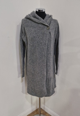 Toast graue lange Strickjacke Gr. 10 Kapuze Baby Merino Strick Seitenverschluss