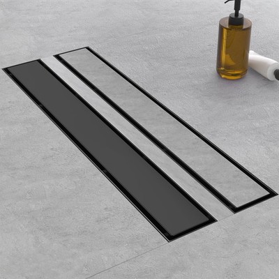 Linear Shower Drain, 24 Inch Matte Black 304 Stainless Steel Shower Drain wit...