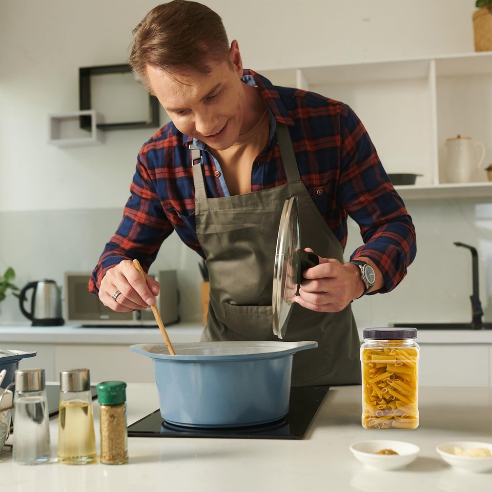 48oz Square Plastic Jars (3-Pack); Clear Rectangular 6-Cup Canisters w ...