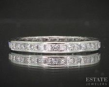 Platinum Princess Natural .95ctw Diamond Eternity Wedding Band 4g p16394