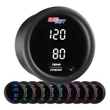 Glowshift Dual Digital Temp Pressure Combo Gauge Kit W Sensor 10 Color
