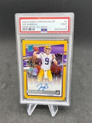 2020 Optic Draft Picks Joe Burrow Rated Rookie Auto RC Gold #/10  PSA 9
