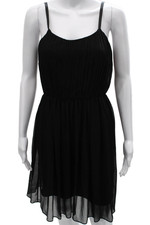 Alice + Olivia Womens Black Slip Dress Scoop Neck Sleeveless Zip Size 4