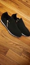 DKNY Mid Top Zip Slip-On Sneaker Black/White Sole Lightweight Unisex