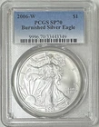 2006 W BURNISHED AMERICAN SILVER EAGLE PCGS SP70