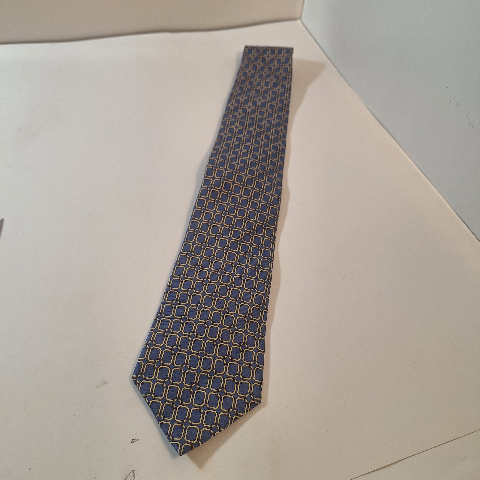 Tommy Hilfiger Blue Gold 100% Silk Men’s Neck Tie Made In Usa