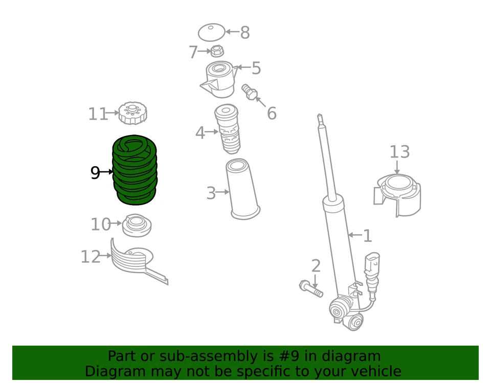 Mola helicoidal Audi genuína 8K0-511-115-DK - Imagem 2 de 3