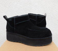 UGG BLACK CITYFUNC ULTRA MINI SUEDE PLATFORM BOOTS, WOMEN US 9/ EUR 40  NIB