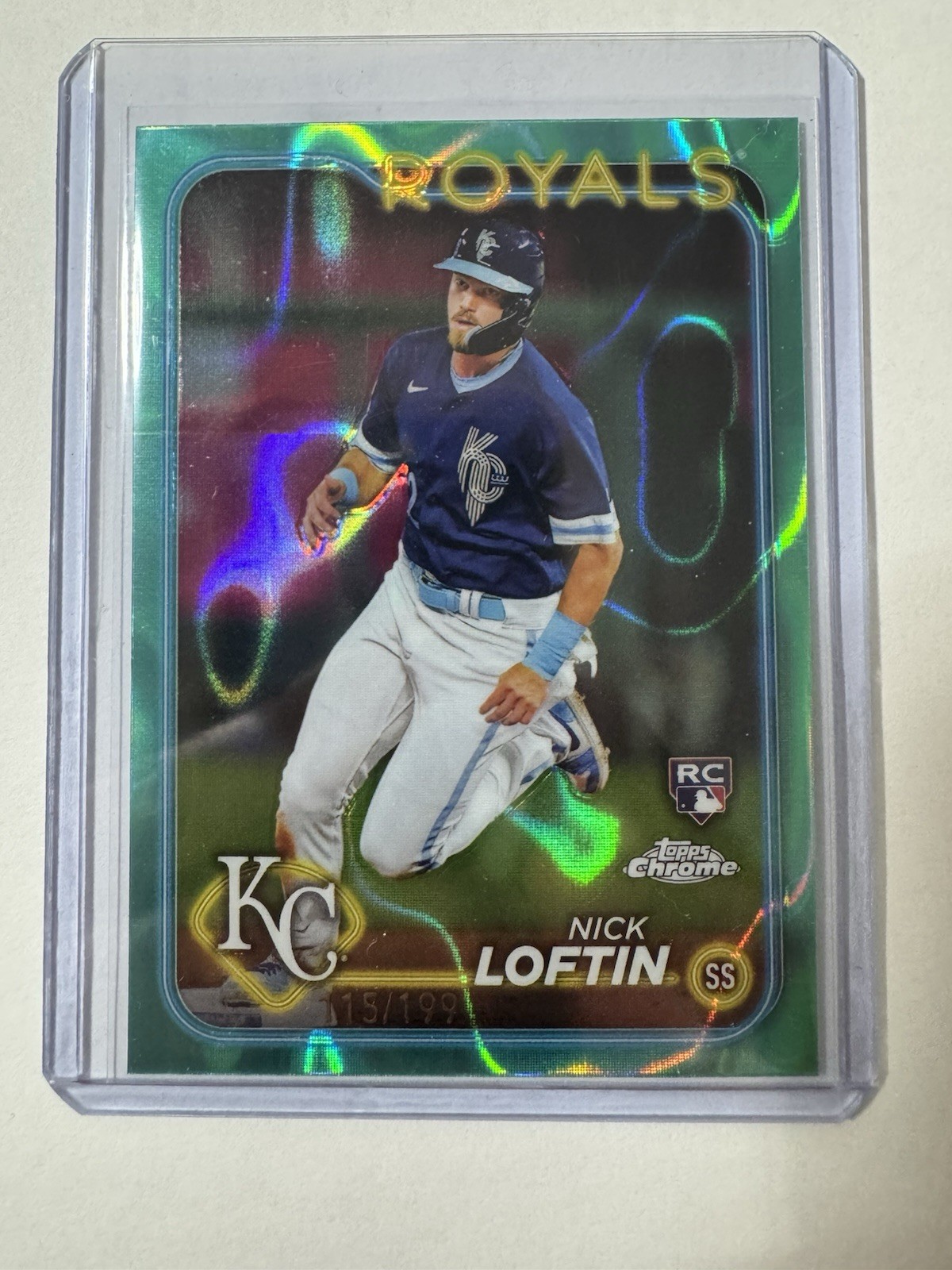 Nick Loftin 2024 Topps Chrome RC #183 Aqua Lava Refractor /199 KC ROYALS