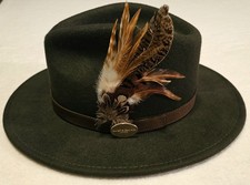 HICKS & BROW (England) Ladies S Classic Felted Wool Suffolk Fedora Hat, Dk Green