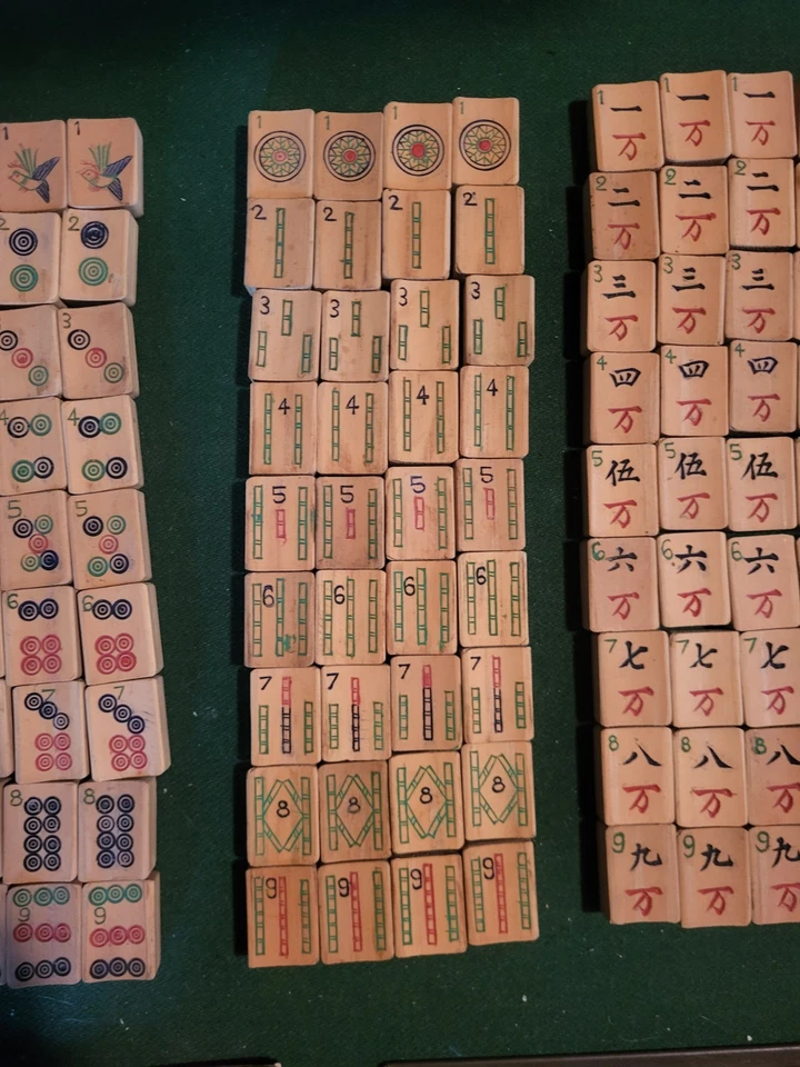 Antique Wood & Bone Mah-Jong Set w/ Instructions | Tin Box | COMPLETE - Image 4 of 4