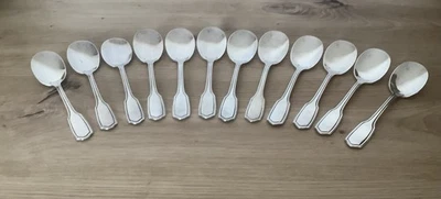 12 cuillères à glace en métal argenté model art déco orfèvre SF 18 ,occasion - Photo 1/3