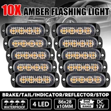 10x Amber Flashing Light 4 LED Recovery Strobe Grille Lightbar Lamp Car Truck AU