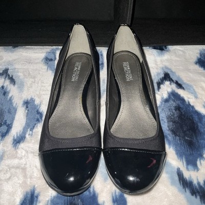 Kenneth Cole Reaction CROSS TRAIN FABRIC BLACK SLIP-ON WEDGES - SIZE 7.5