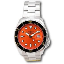 Invicta Pro Diver Men's 46mm Orange Dial Lume Markers Steel Quartz Watch 47159