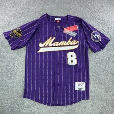 Headgear Classics Kobe Bryant Lakers Mamba Pinstripe Purple Baseball Jersey Med