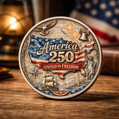 Gold USA Commemorative Coin 250th Anniversary 1776–2026 Patriotic Gift