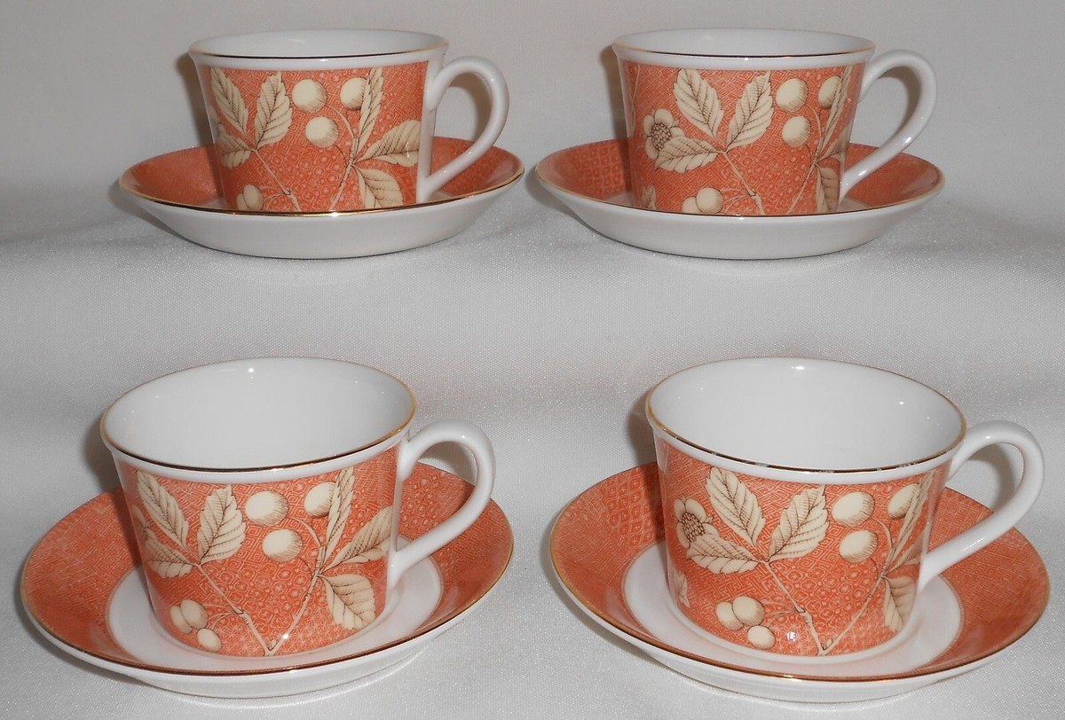 Set (4) Wedgwood FRANCES PATTERN Cups and Saucers MADE IN ENGLAND 