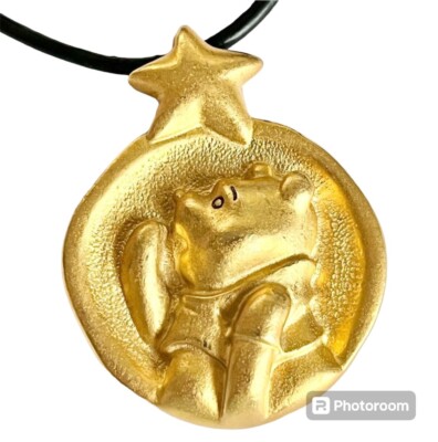 Disney Winnie the Pooh Necklace Vintage Gold Plated Charm 20