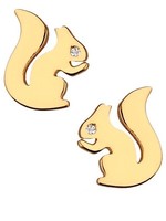 Ohrringe Gold EichhöRnchen 18K Gelbgold Vergoldet Zirkonia Damen Ohrstecker