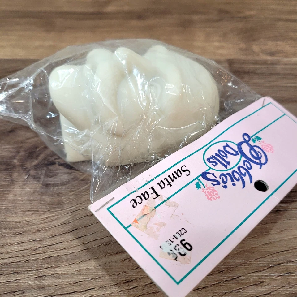 "Juego de 2 caras de muñeca de Papá Noel de goma lindo artesanal navideño 3"" retro vintage" Foto 3 de 4