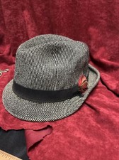 Stetson Fedora Hat Black Gray Tweed Sz 7 1/4 wool