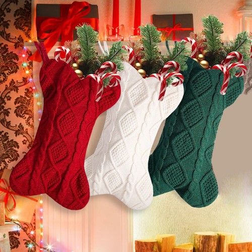 Dog Christmas Stocking, Knit Fireplace Stockings for Dogs, Bone Shape