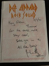Def Leppard "RARE" Joe Elliott Hand Signed Letter On Rock Squad Stationary