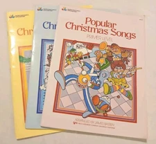 THREE VTG. 1986 BASTIEN PIANO BASICS POPULAR CHRISTMAS SONGS SHEET MUSIC BOOKS