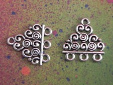 30 Silver 1 to 3 Hole Connectors Charms Metal Necklace Bracelet End Components