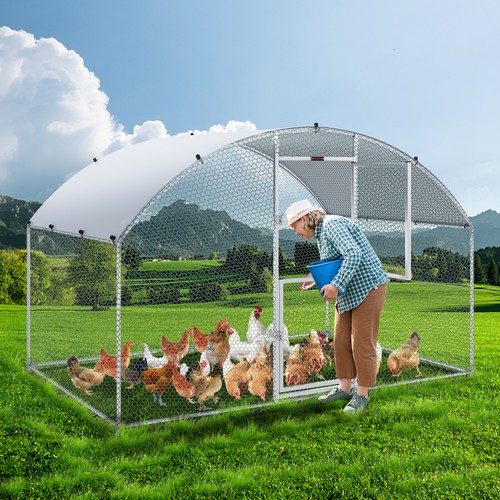 VEVOR Large Metal Chicken Coop WalkIn Chicken Run 6.6x9.8x6.6 ft Dome